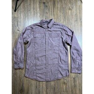 PRANA MEN'S SMALL SLIM FIT LONG SLEEVE SNAP FRONT SHIRT PURPLE STRIPED